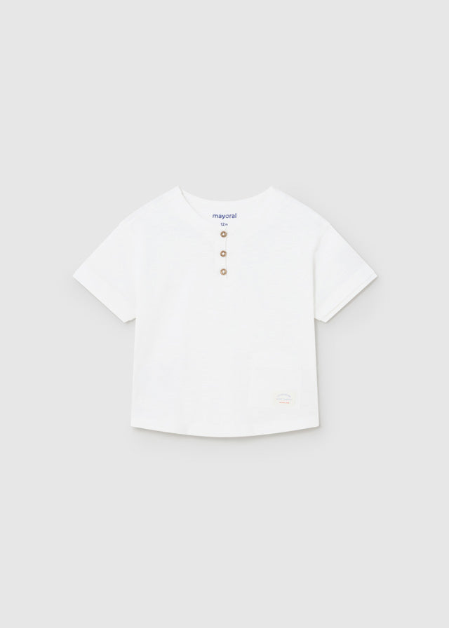 Mayoral S/s combined linen shirt White