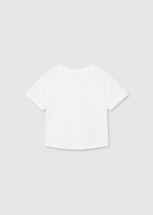 Mayoral S/s combined linen shirt White