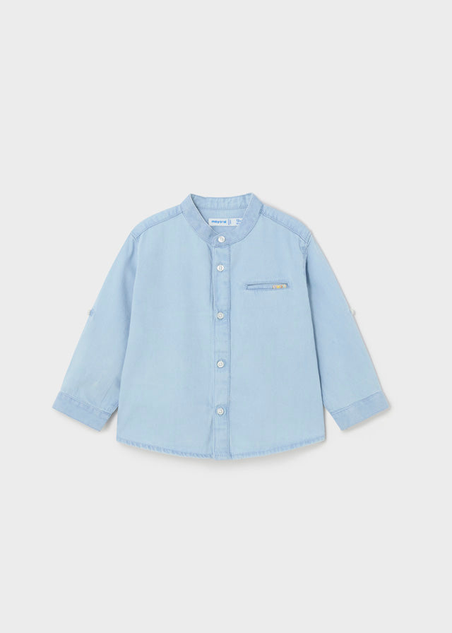 Mayoral L/s mao collar denim shirt Light