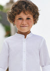 Mayoral L/s mao collar linen shirt White