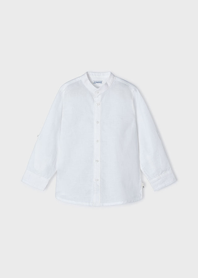 Mayoral L/s mao collar linen shirt White