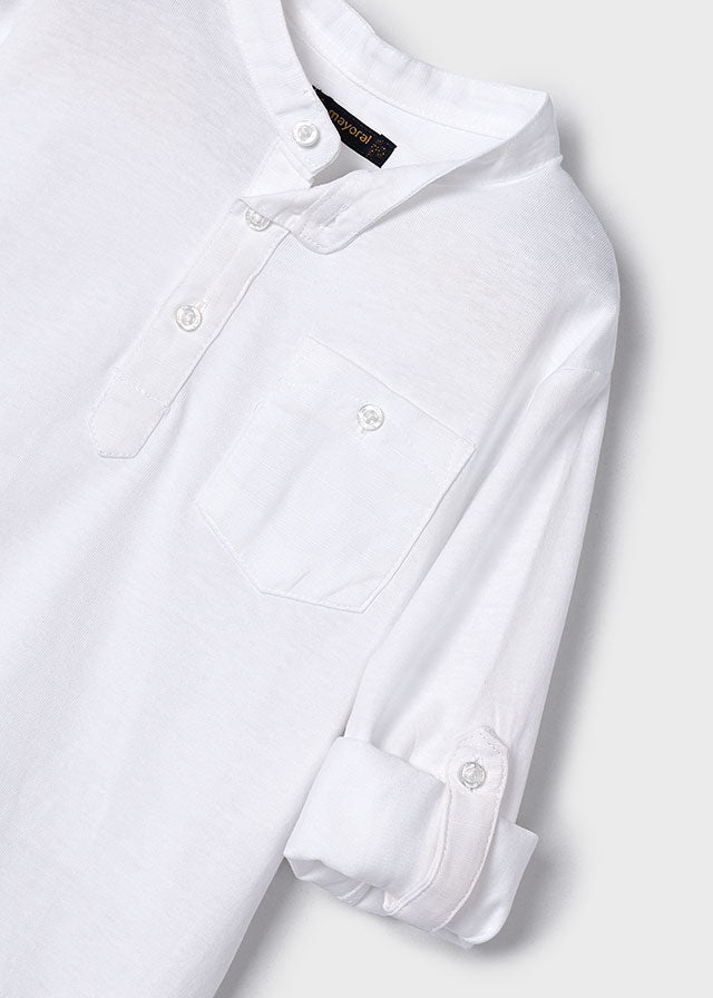 Mayoral L/s mao-collar polo shirt White