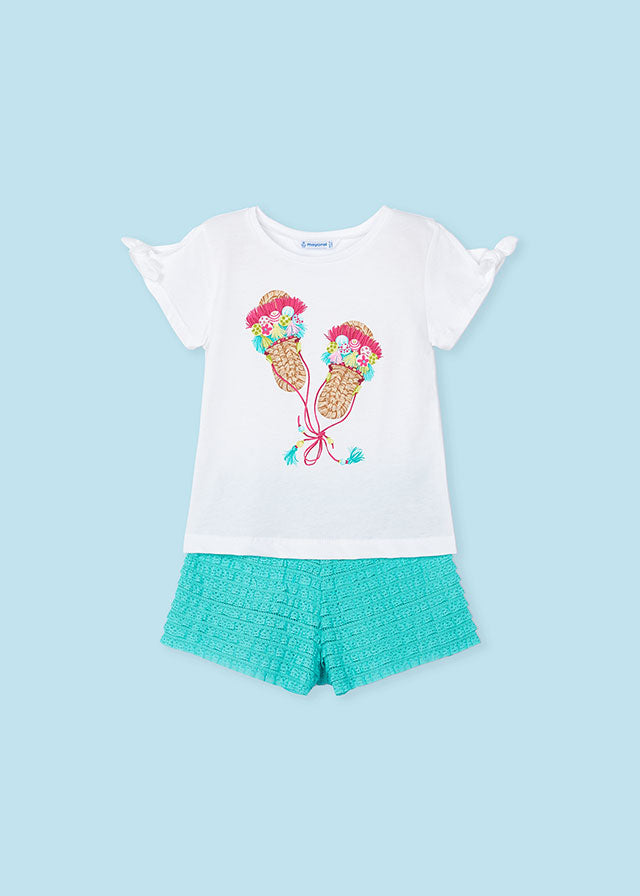 Mayoral Flutter shorts set Jade