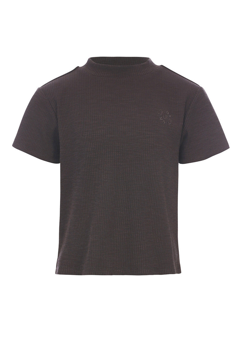 Meisjes Loose Slub Rib T-Shirt S/S van LOOXS 10sixteen in de kleur Antracite in maat 176.