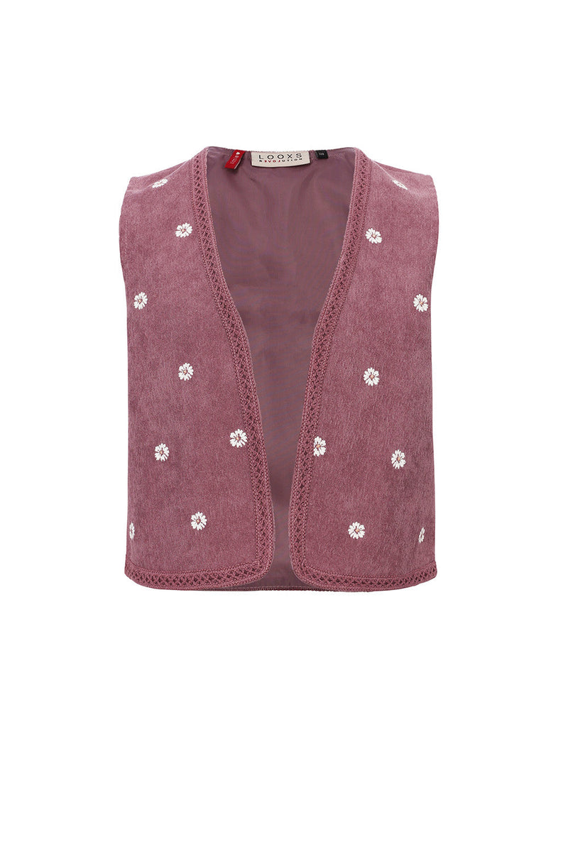 Meisjes Embroidered Gilet van LOOXS Little in de kleur Mauve Blush in maat 128-134.