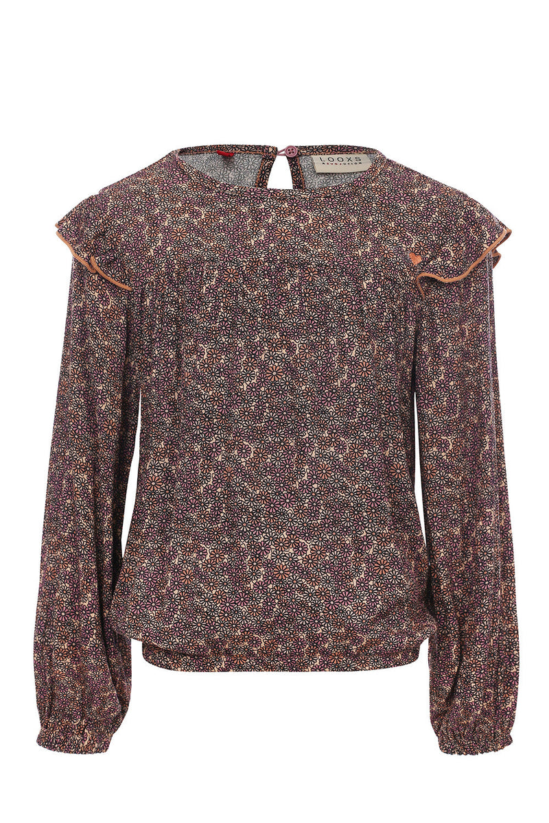 Meisjes Flower Printed Top van LOOXS Little in de kleur Daisy dream in maat 128.