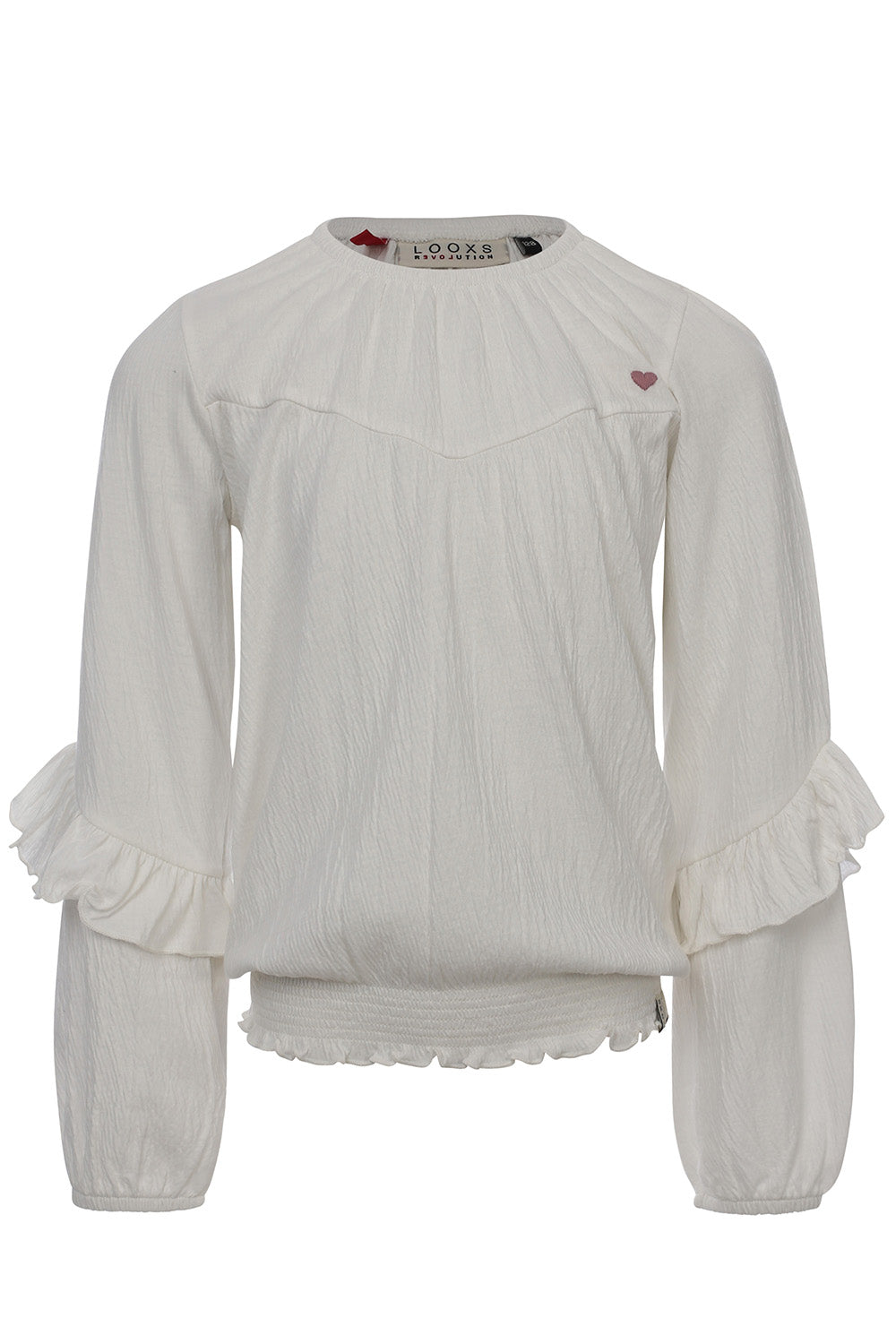 Meisjes Crincle Jersey Top van LOOXS Little in de kleur Soft white in maat 128.