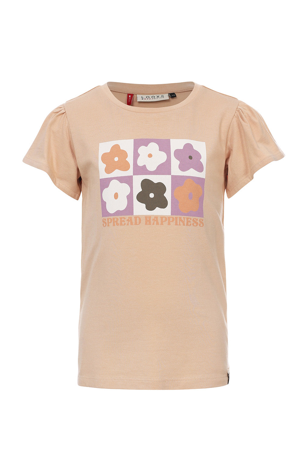 Meisjes T-Shirt S/S van LOOXS Little in de kleur Natural in maat 128.
