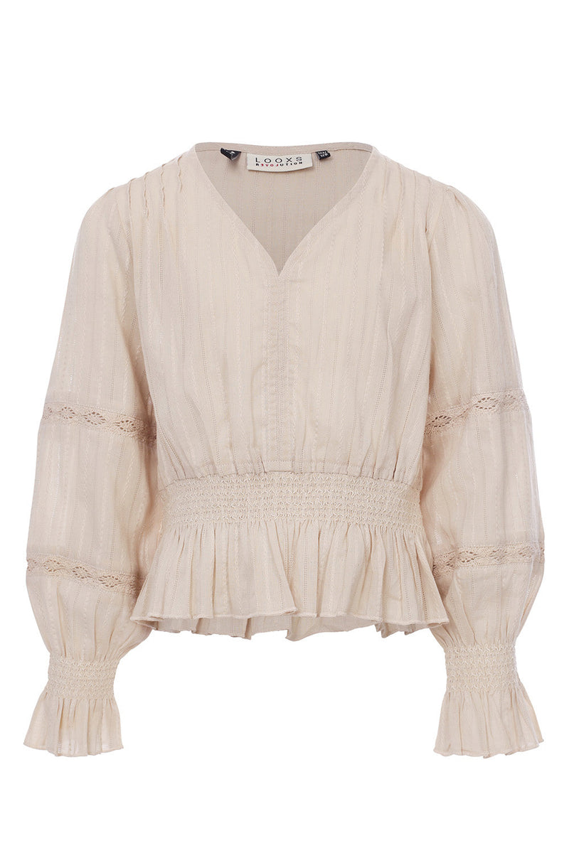 Meisjes Blouse Top van LOOXS 10sixteen in de kleur Bisquit in maat 176.