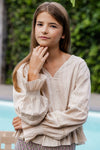 Meisjes Blouse Top van LOOXS 10sixteen in de kleur Bisquit in maat 176.