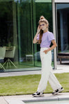 Meisjes Pantalon van LOOXS 10sixteen in de kleur Creamy in maat 170-176.
