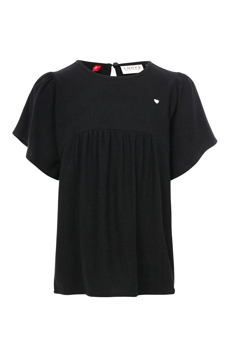 Meisjes Top Short Sleeves van LOOXS Little in de kleur Black in maat 128.