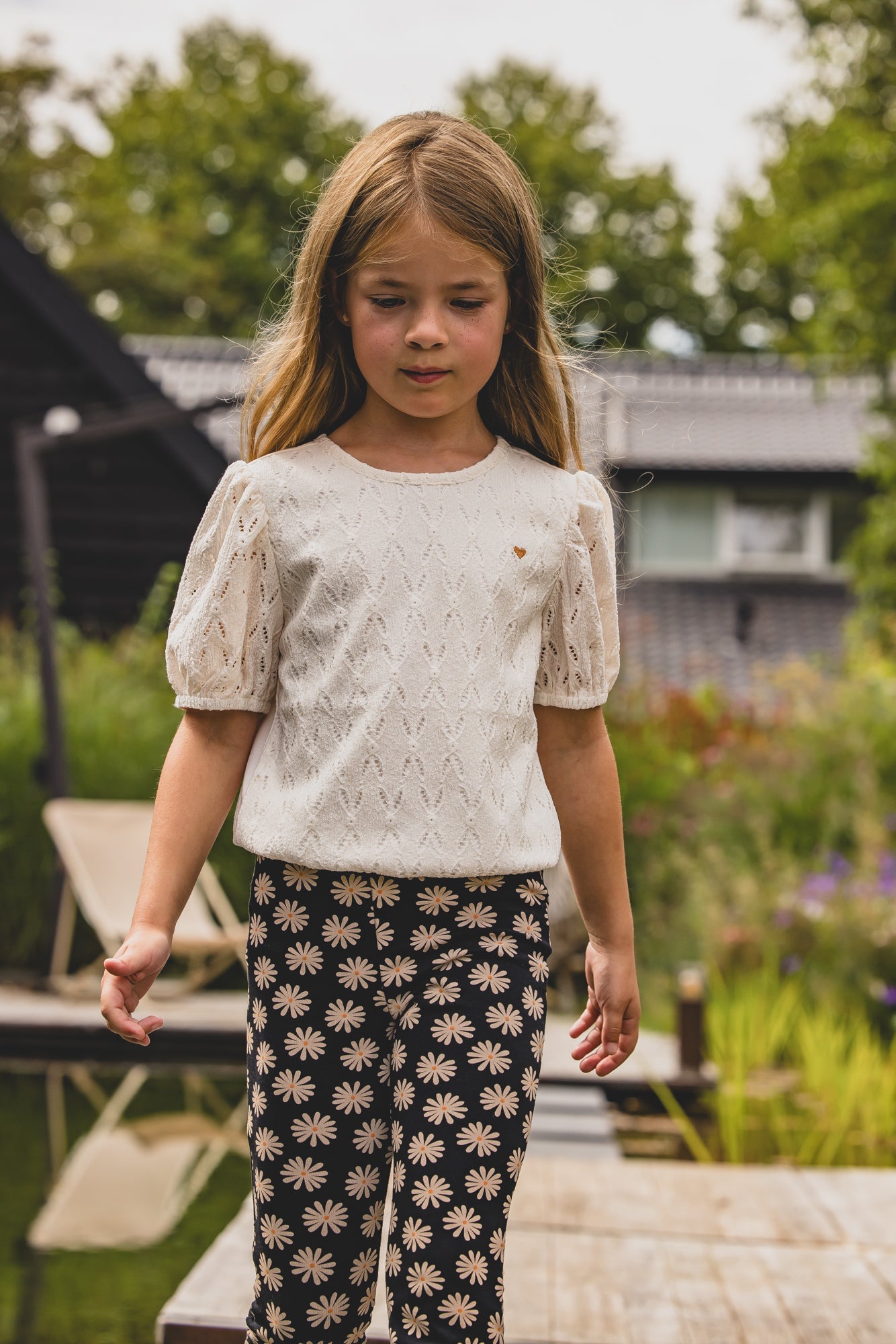 Meisjes Lace Top van LOOXS Little in de kleur Ivory in maat 128.