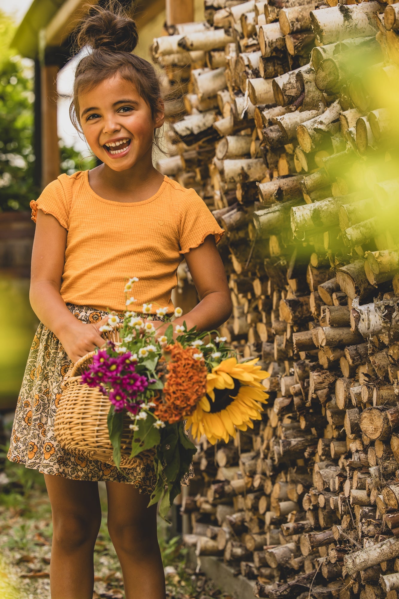 Meisjes Slubrib T-Shirt van LOOXS Little in de kleur Orange in maat 128.