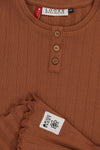 Meisjes Rib T-Shirt van LOOXS Little in de kleur Caramel in maat 128.