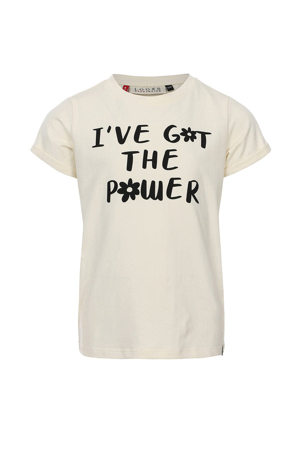 Meisjes T-Shirt van LOOXS Little in de kleur Ivory in maat 128.