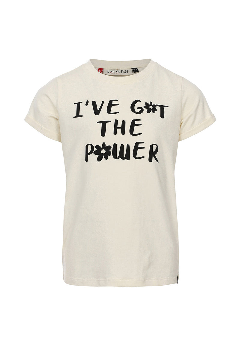 Meisjes T-Shirt van LOOXS Little in de kleur Ivory in maat 128.