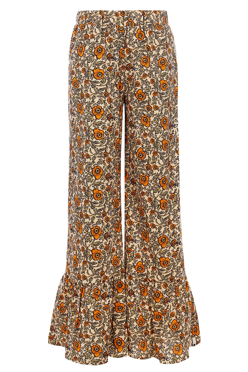 Meisjes Flower Pants van LOOXS Little in de kleur Orange Floral in maat 128.