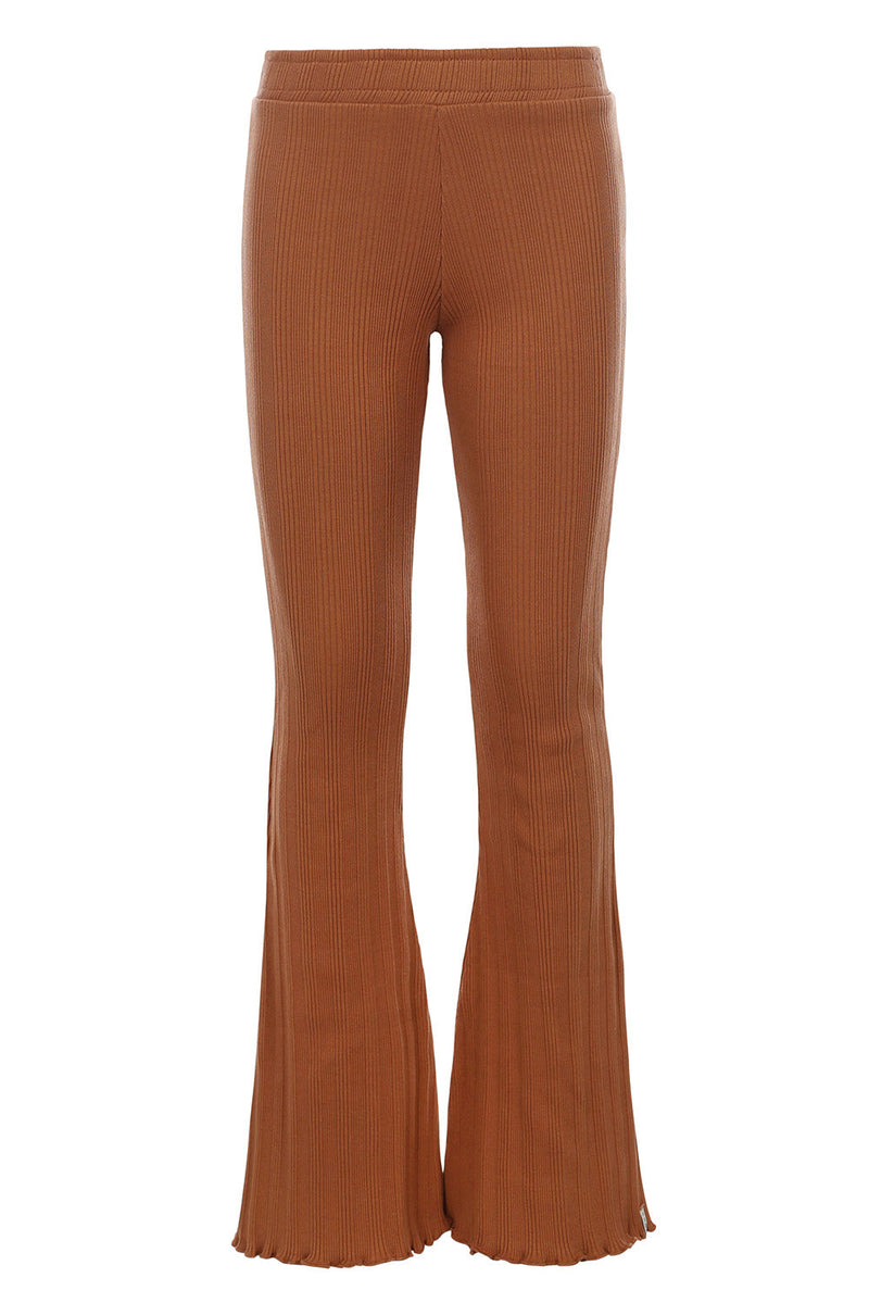 Meisjes Flare Rib Pants van LOOXS Little in de kleur Caramel in maat 128.