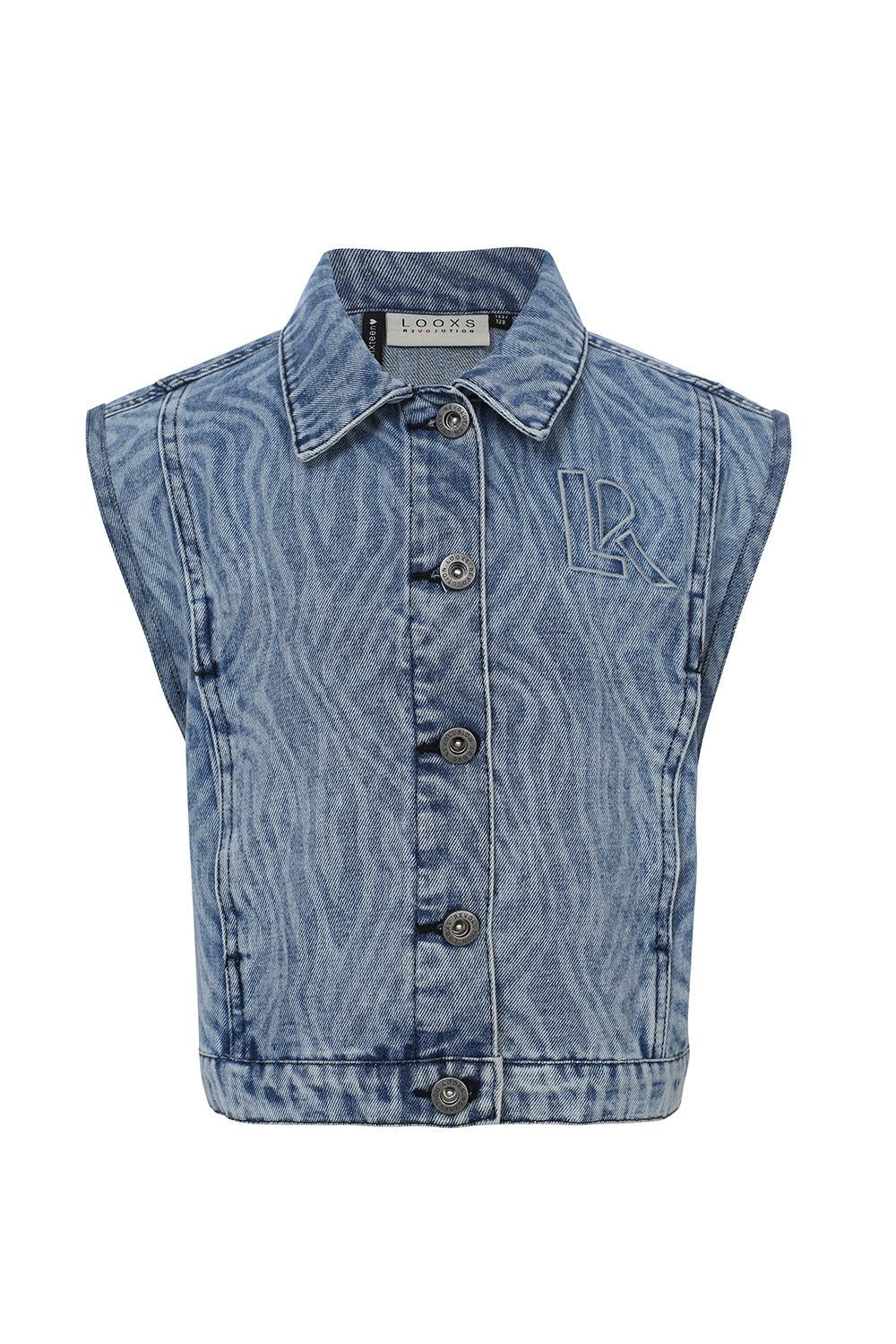 Meisjes Denim Waistcoat van LOOXS 10sixteen in de kleur royal blue denim in maat 176.