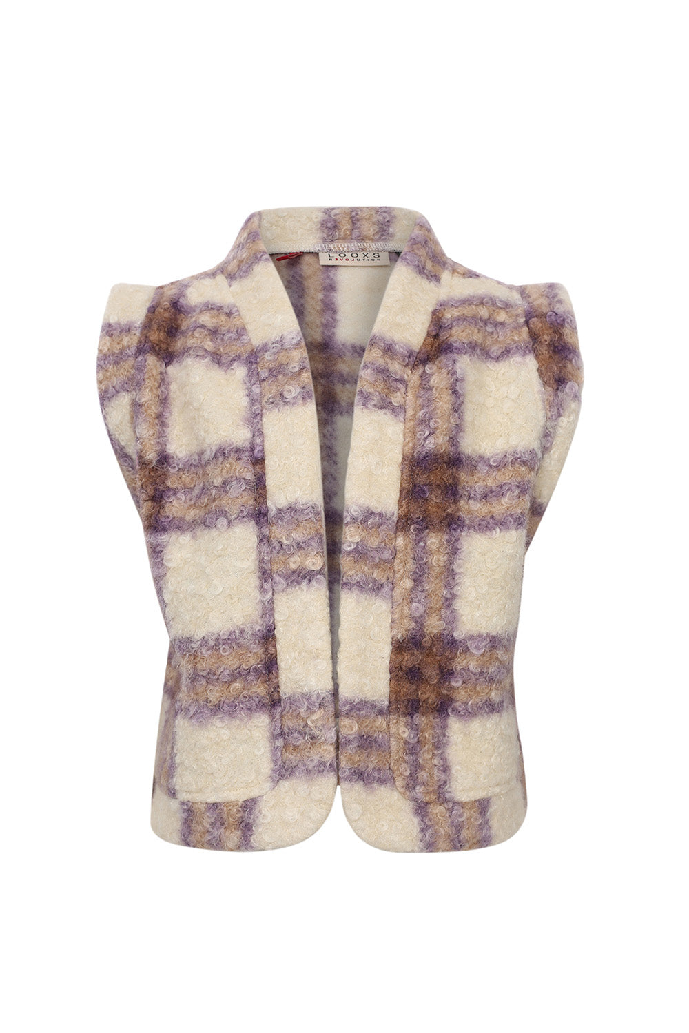 Meisjes Check Gilet van LOOXS Little in de kleur Purple check in maat 128-134.