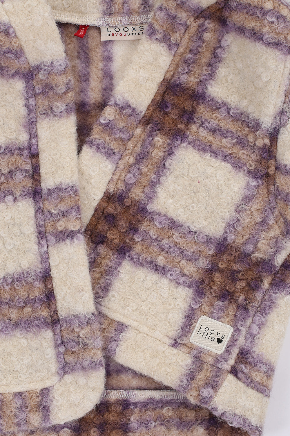 Meisjes Check Gilet van LOOXS Little in de kleur Purple check in maat 128-134.