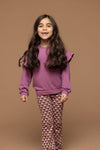 Meisjes Ruffle Sweater van LOOXS Little in de kleur Purple rain in maat 128.