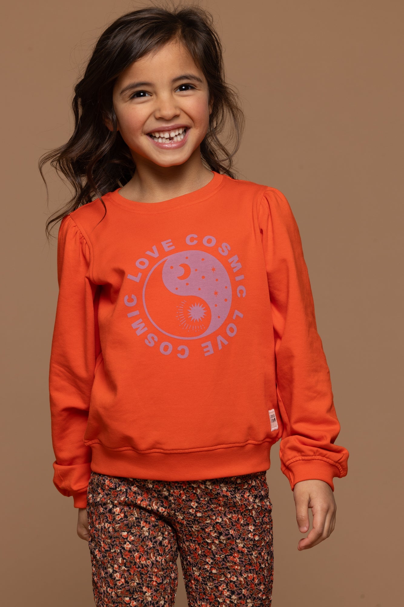 Meisjes Fluo Sweater van LOOXS Little in de kleur fluo orange in maat 128.