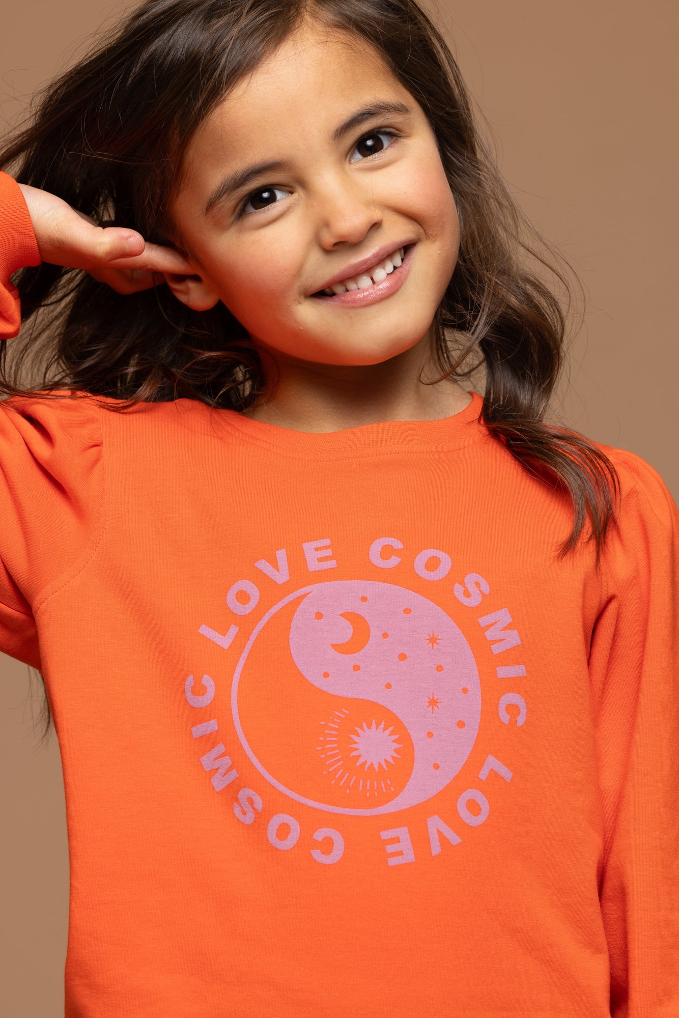 Meisjes Fluo Sweater van LOOXS Little in de kleur fluo orange in maat 128.