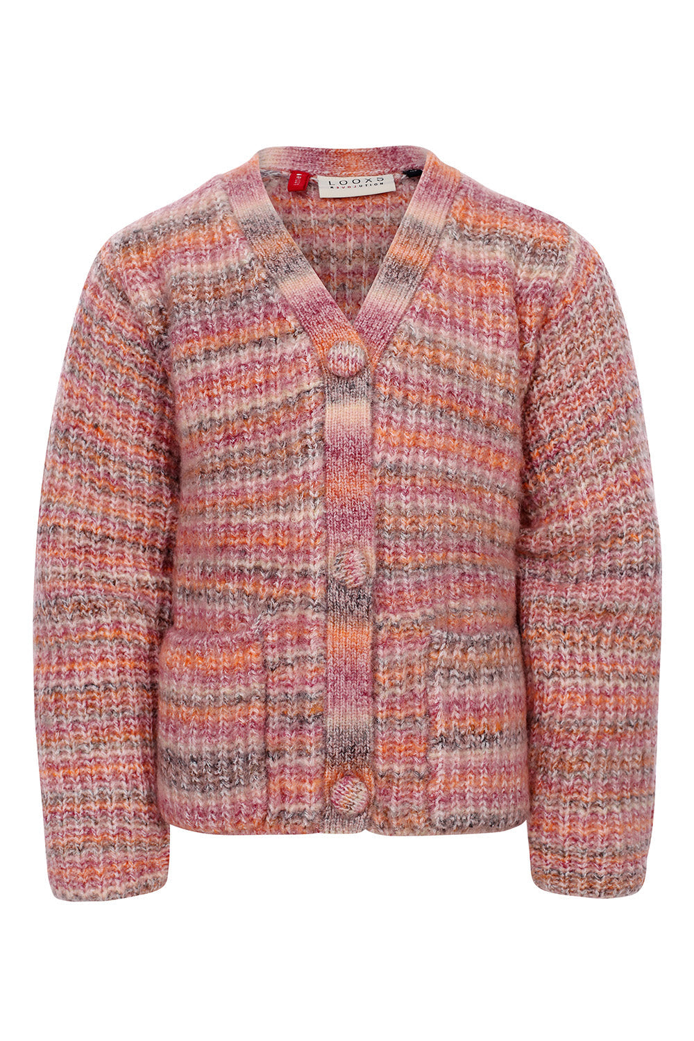 Meisjes Knitted Cardigan van LOOXS Little in de kleur MULTI STRIPE in maat 128.