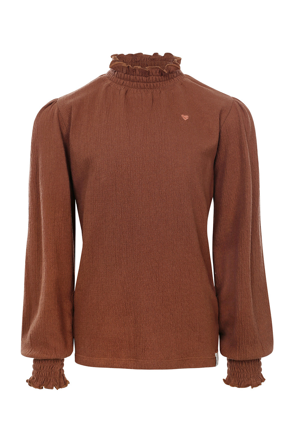 Meisjes Crinkle T-Shirt L/S van LOOXS Little in de kleur Chocolate in maat 128.