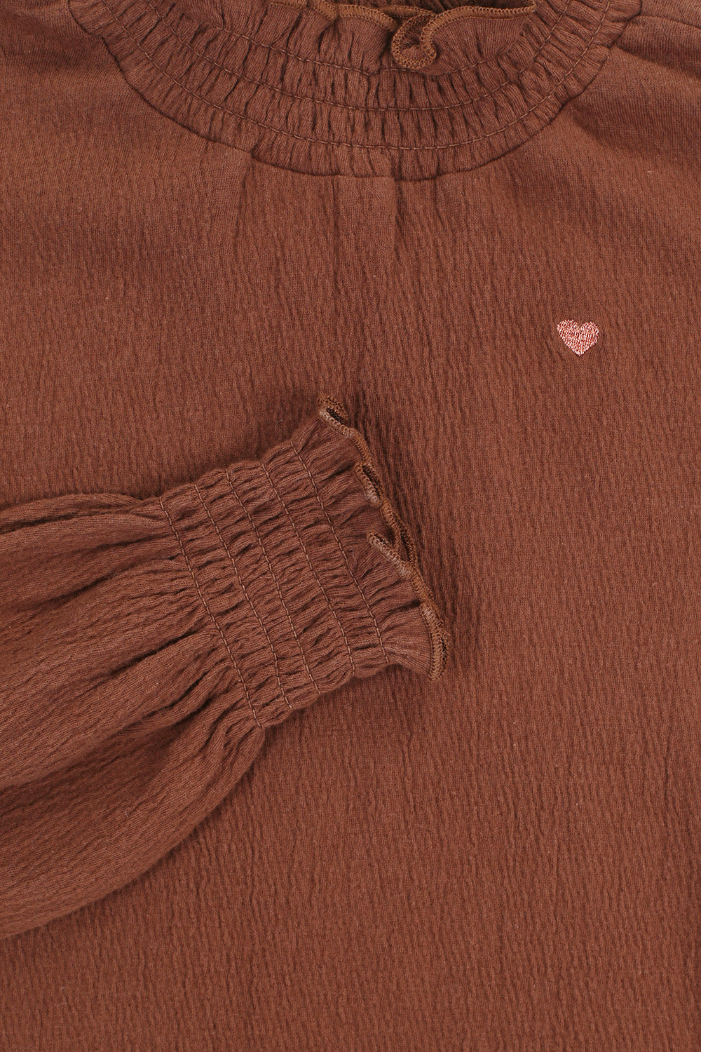 Meisjes Crinkle T-Shirt L/S van LOOXS Little in de kleur Chocolate in maat 128.