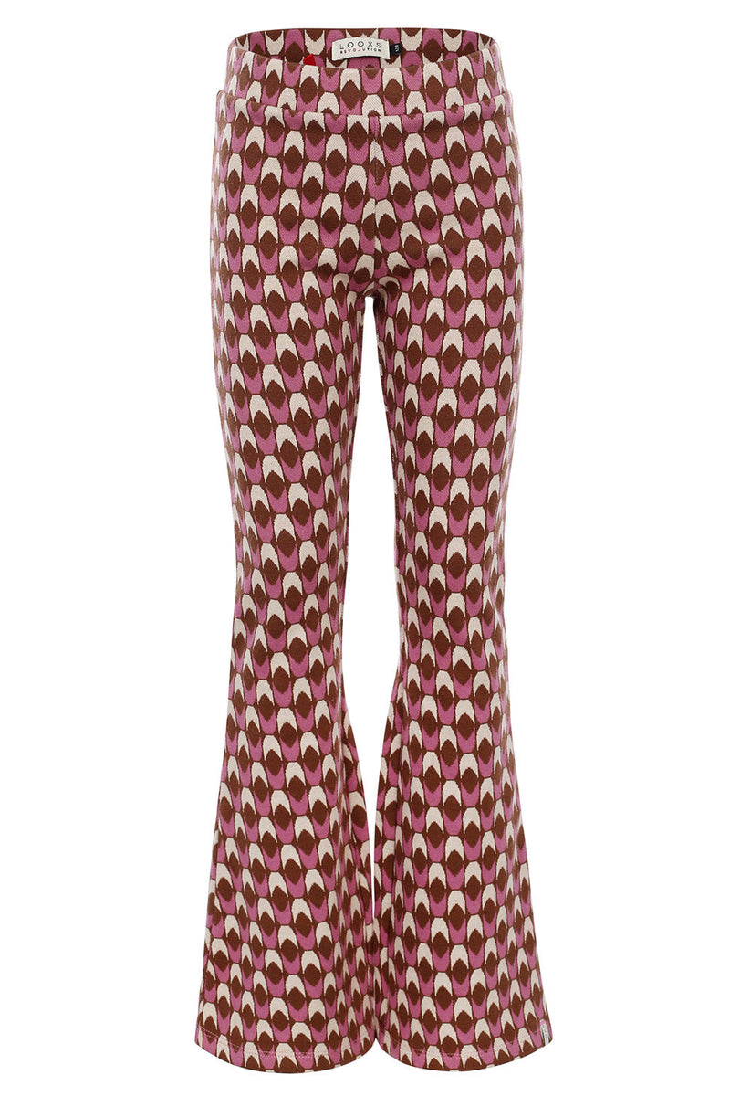 Meisjes Jacquard Pants van LOOXS Little in de kleur retro jacquard in maat 128.