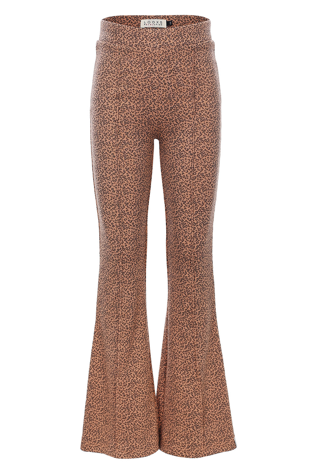 Meisjes Animal Rib Flare Pants van LOOXS Little in de kleur MINI LEOPARD in maat 128.