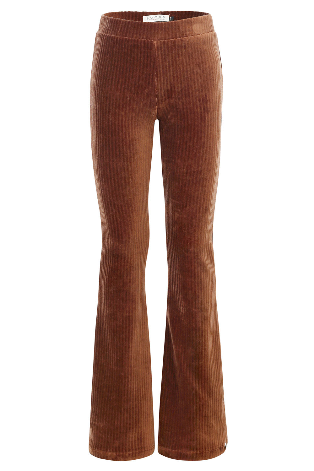 Meisjes Ribcord Flare van LOOXS Little in de kleur Chocolate in maat 128.