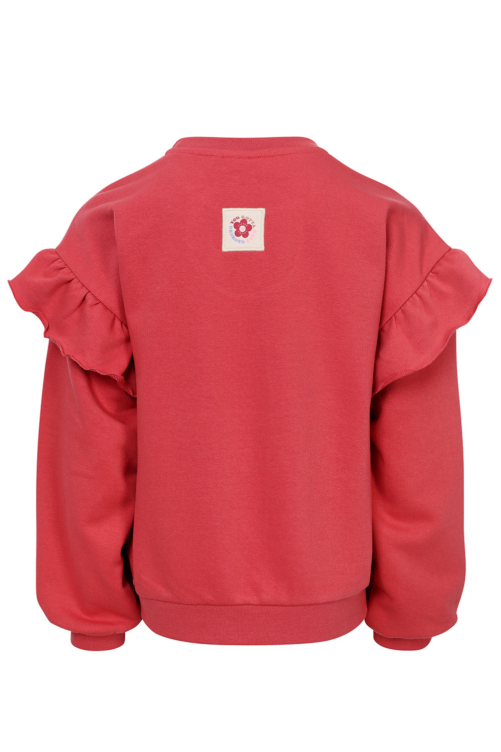 Meisjes Ruffle Sweater van LOOXS Little in de kleur PUNCH in maat 128.