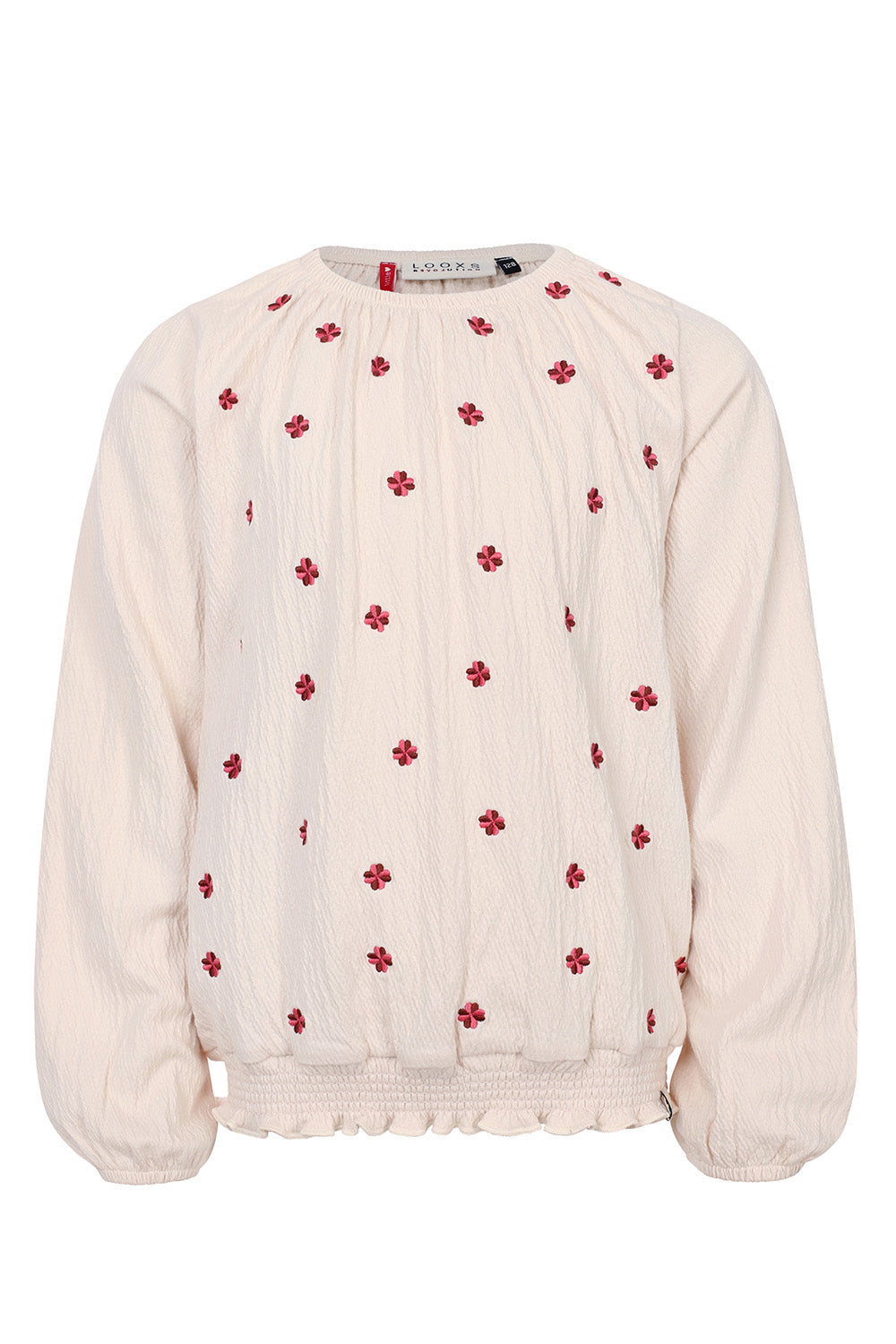 Meisjes Jersey Embroidery Top van LOOXS Little in de kleur Milkshake in maat 128.