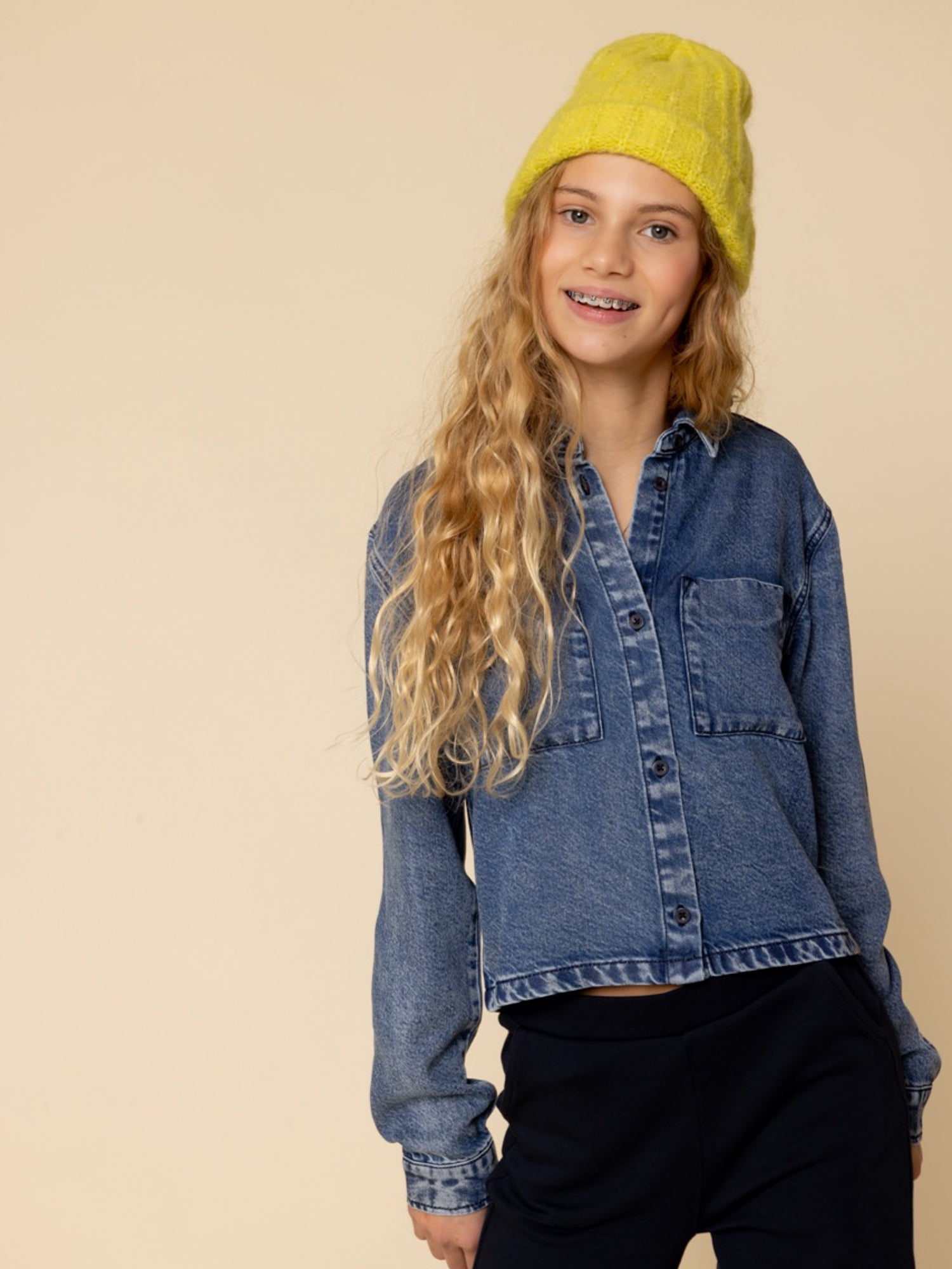Meisjes Denim Blouse van LOOXS 10Sixteen in de kleur Jeans Blue in maat 176.