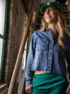 Meisjes Denim Blouse van LOOXS 10Sixteen in de kleur Jeans Blue in maat 176.