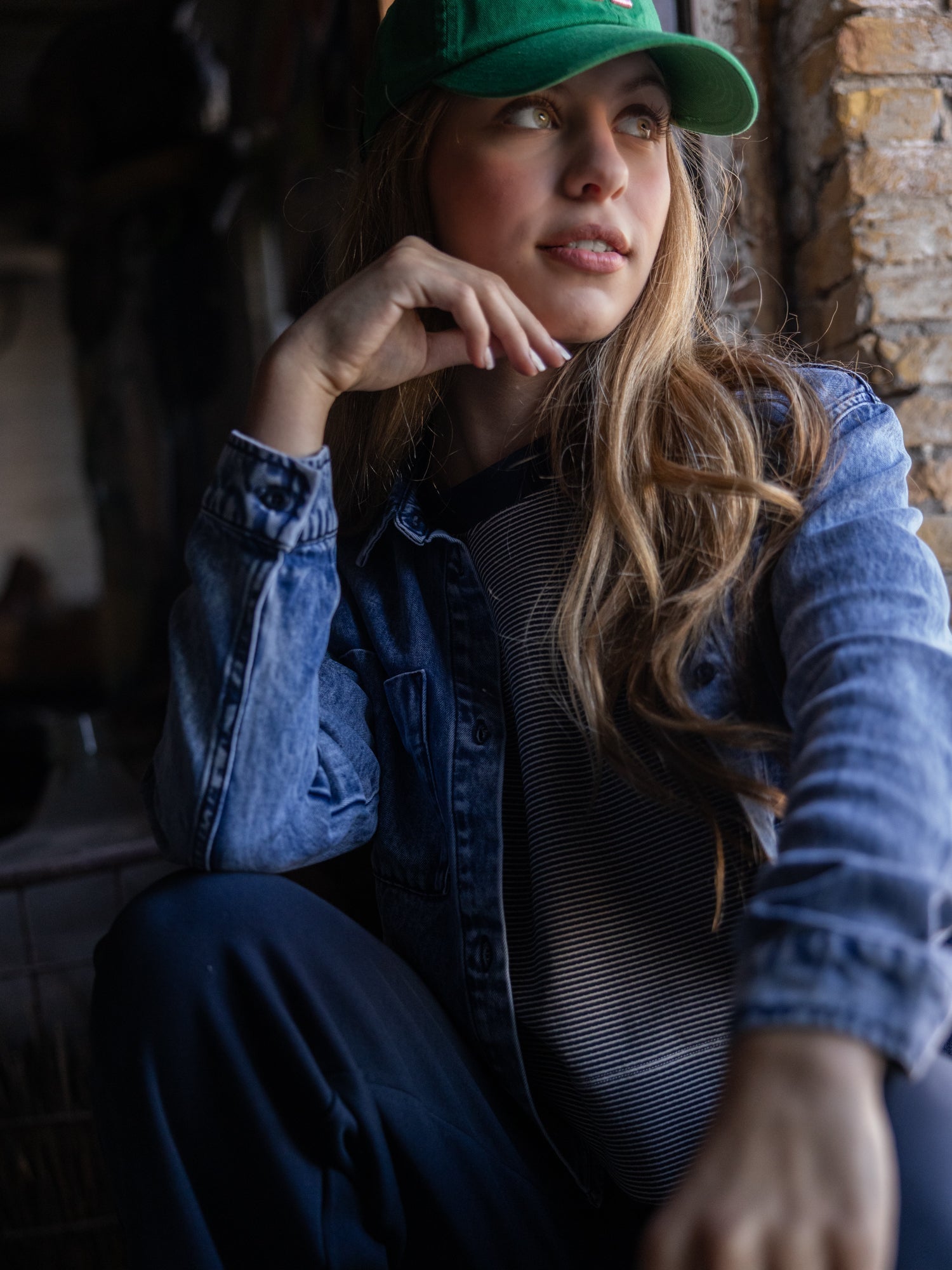 Meisjes Denim Blouse van LOOXS 10Sixteen in de kleur Jeans Blue in maat 176.