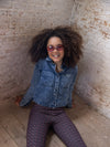 Meisjes Denim Blouse van LOOXS 10Sixteen in de kleur Jeans Blue in maat 176.