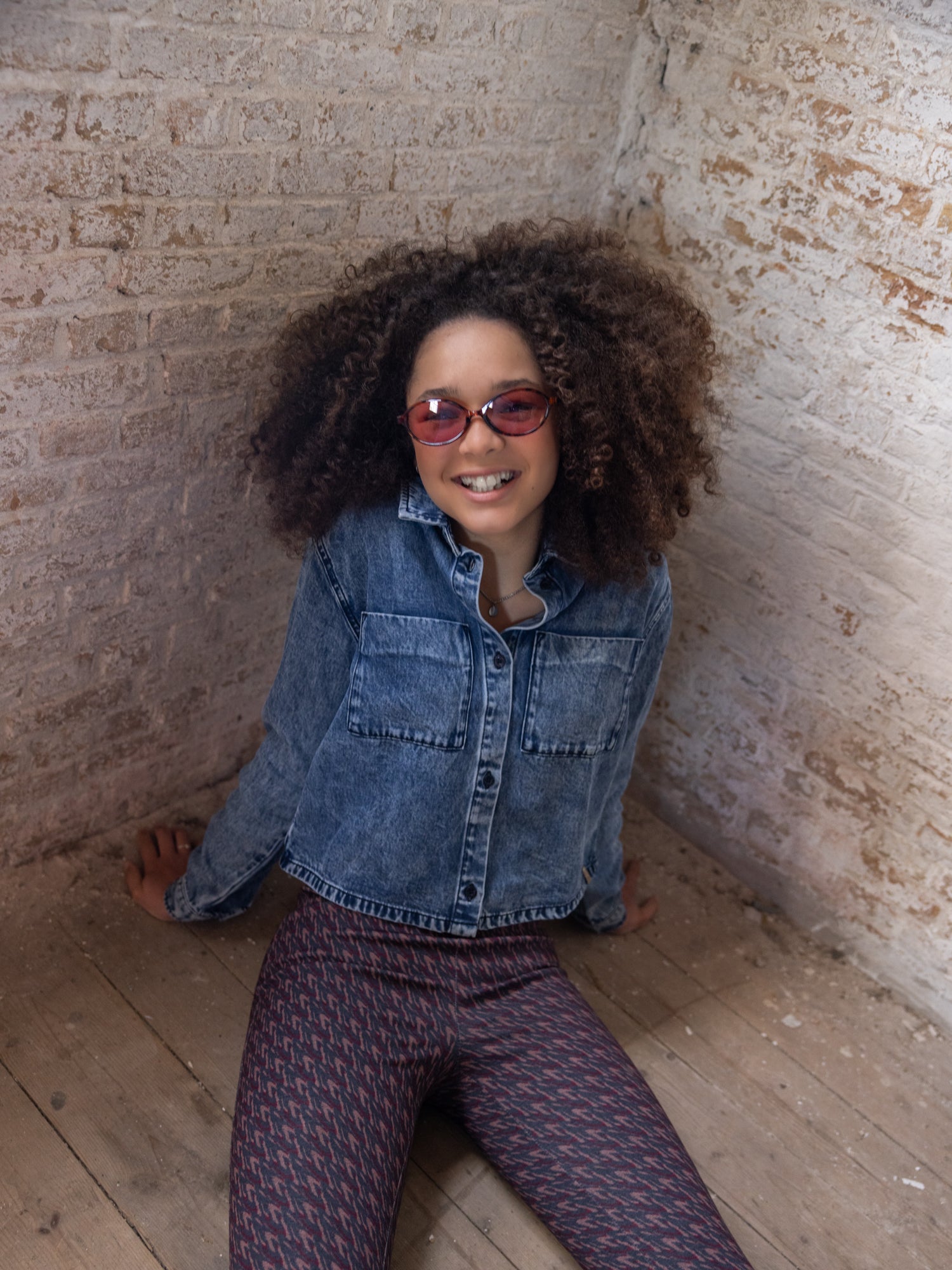 Meisjes Denim Blouse van LOOXS 10Sixteen in de kleur Jeans Blue in maat 176.