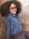 Meisjes Denim Blouse van LOOXS 10Sixteen in de kleur Jeans Blue in maat 176.