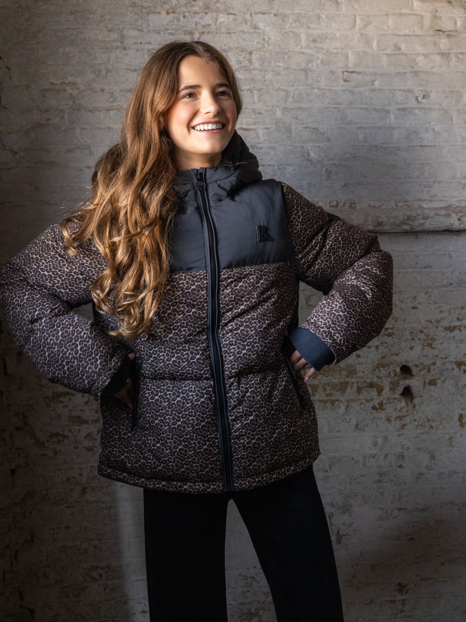 Meisjes Outerwear Printed Jacket van LOOXS 10Sixteen in de kleur panther AO in maat 176.