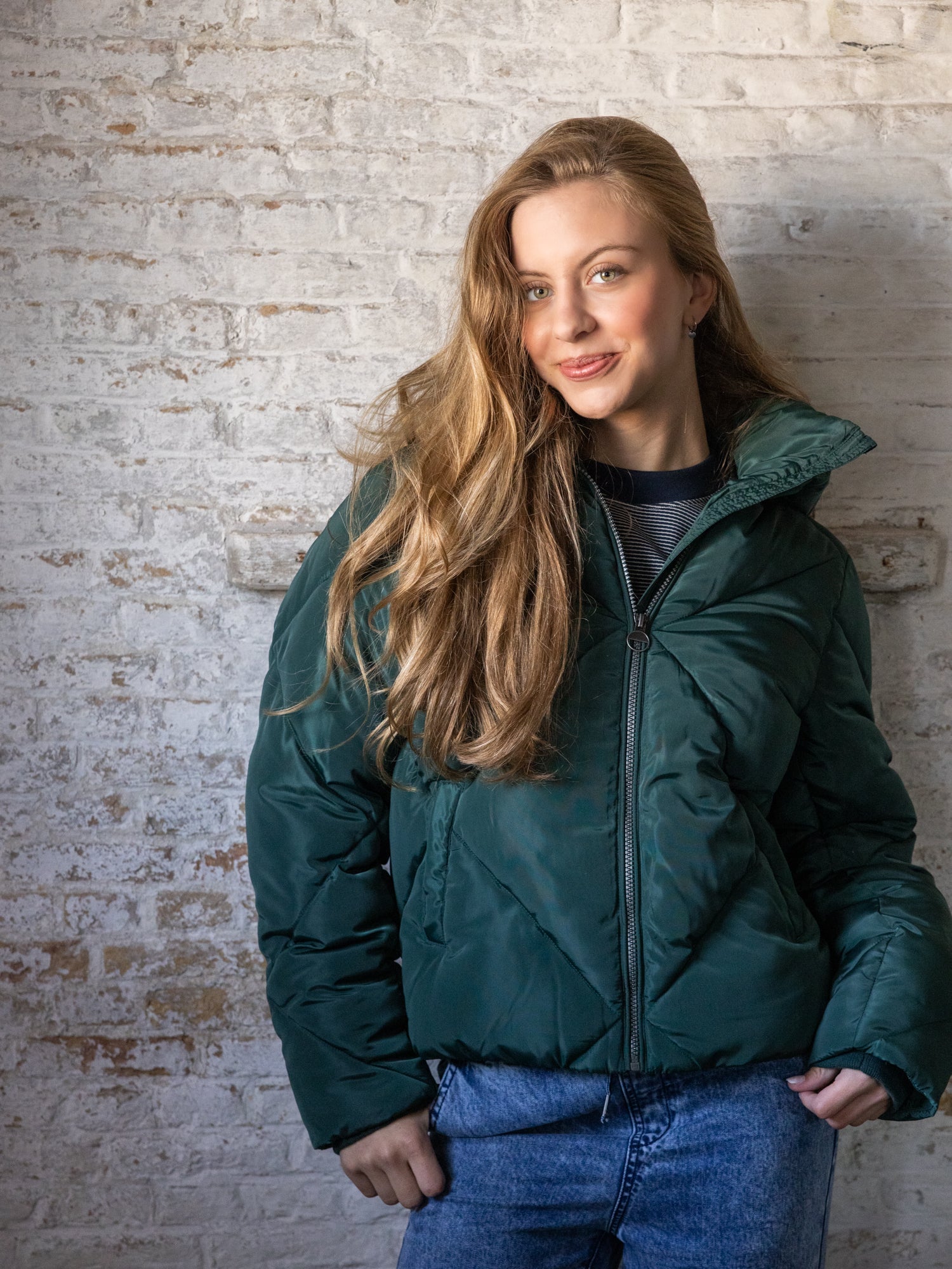 Meisjes Outerwear Padded Jacket van LOOXS 10Sixteen in de kleur PERSIAN GREEN in maat 176.