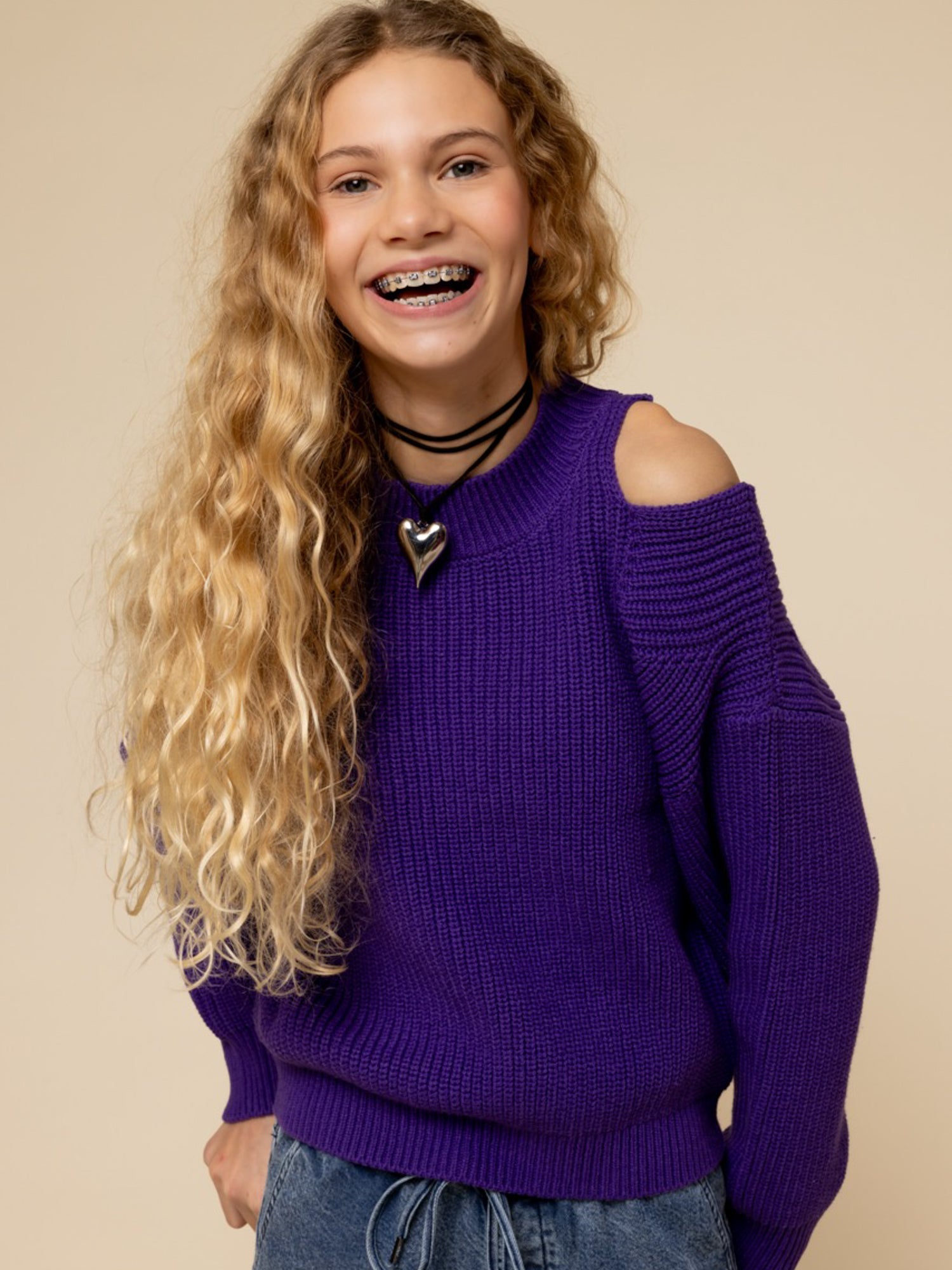 Meisjes Pullover van LOOXS 10Sixteen in de kleur Violet in maat 176.