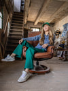Meisjes Pantalon van LOOXS 10Sixteen in de kleur Clover green in maat 170-176.