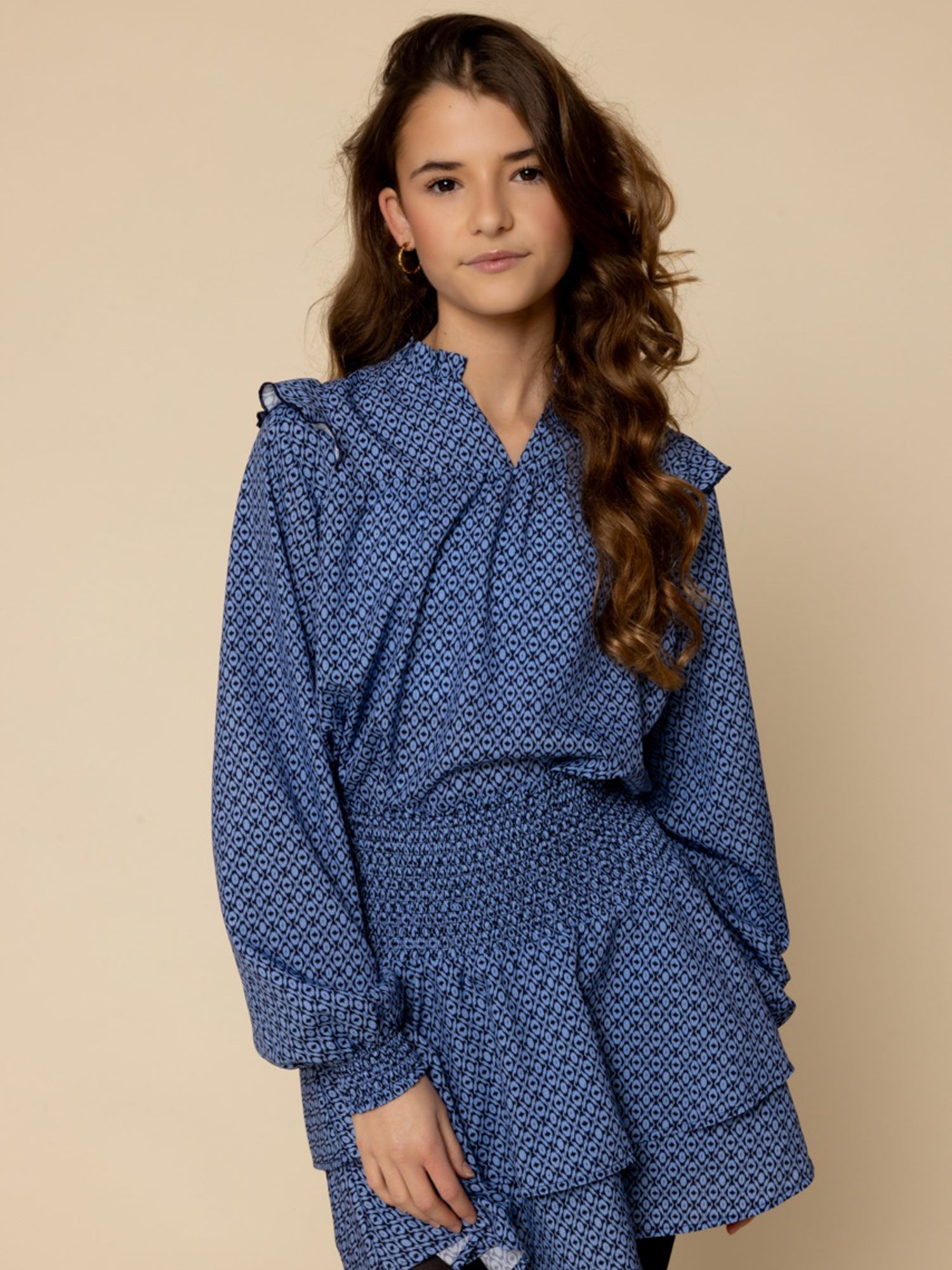 Meisjes Printed Smock Skorts van LOOXS 10Sixteen in de kleur Blue etnic print in maat 176.