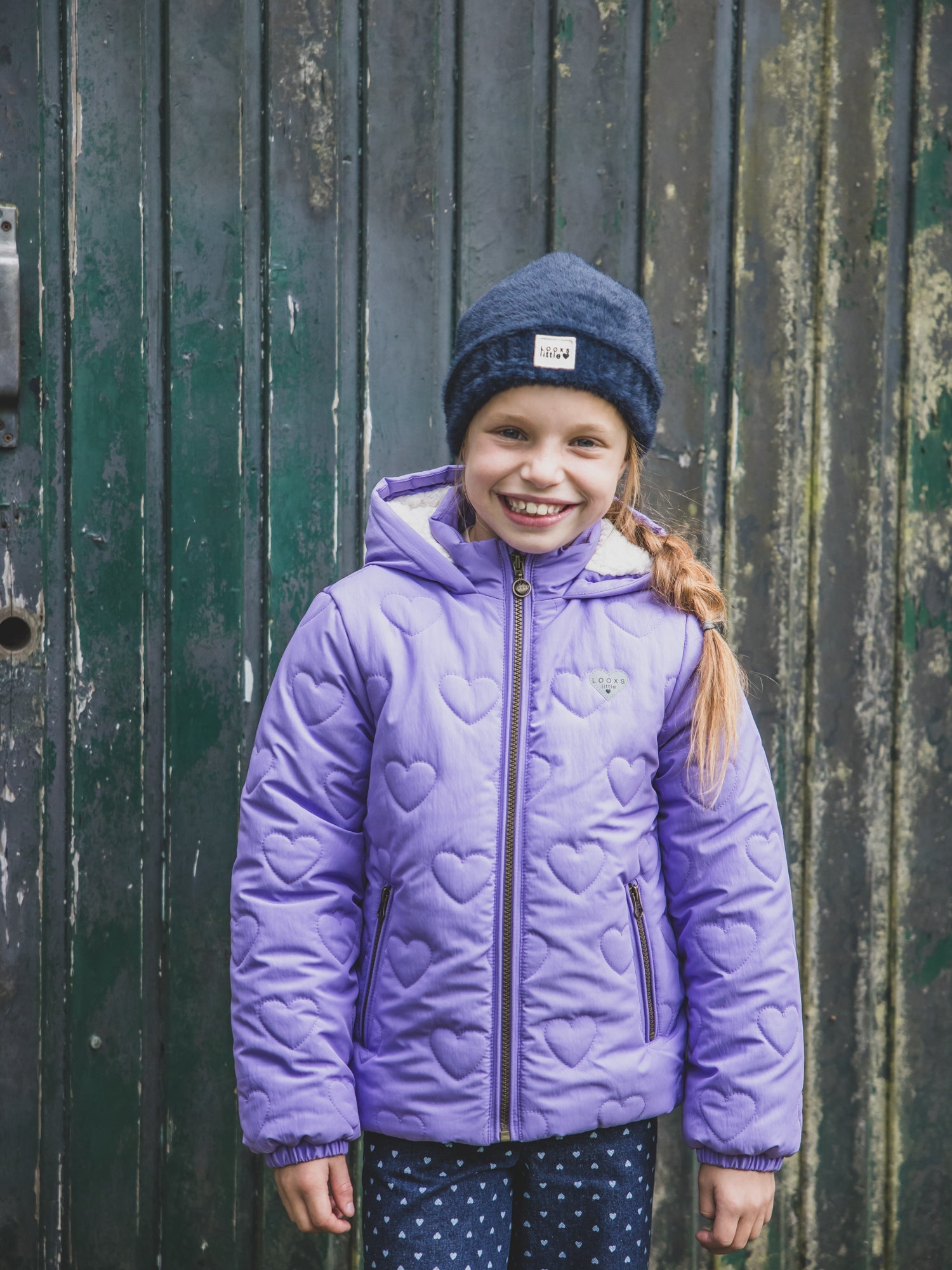 Meisjes Quilted Hearts Outerwear Jack van LOOXS Little in de kleur BRIGHT LILAC in maat 128.