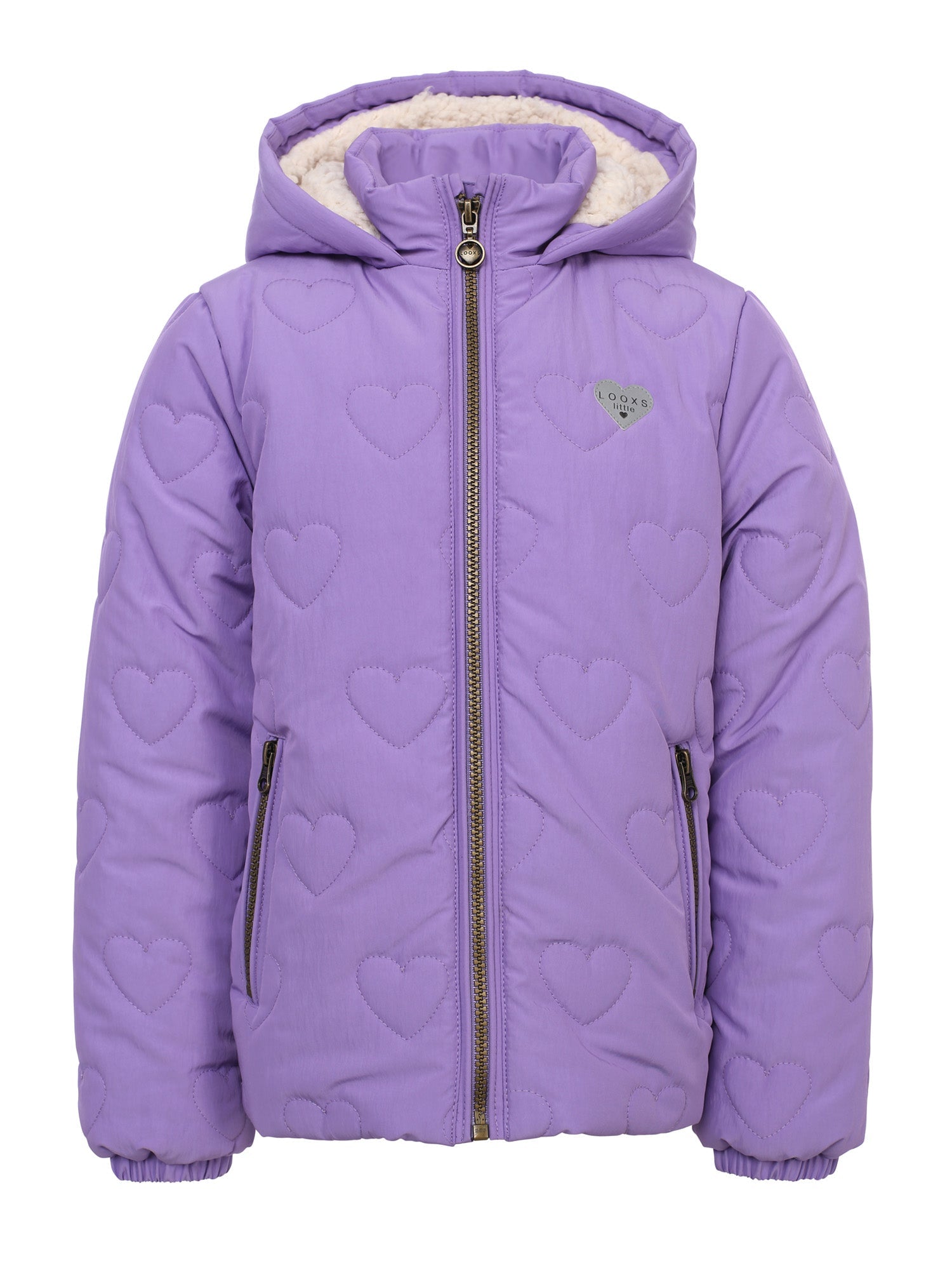 Meisjes Quilted Hearts Outerwear Jack van LOOXS Little in de kleur BRIGHT LILAC in maat 128.